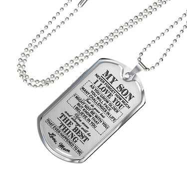 Awesome Quote Dog tag Jewelry for Son- Mother Son Necklace Long Pendant 30 inch-I Miss You Much- Persionalized Gift Ideas for Son from Mom Luxury Dog Tag